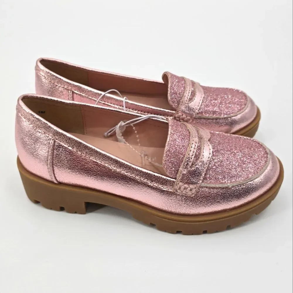 Jellypop Girl Pink Metallic Giltter Moccasins Size 1
